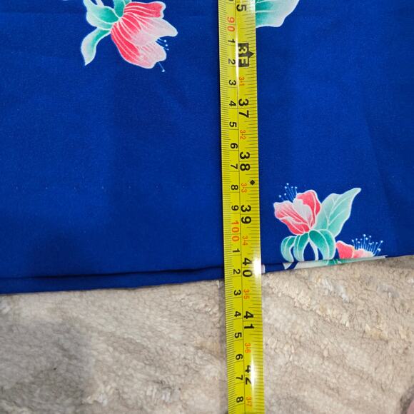 Hilo Hattie's Hawaiian Floral Print Midi Dress Blue Pink V-Neck Small - Picture 5 of 5